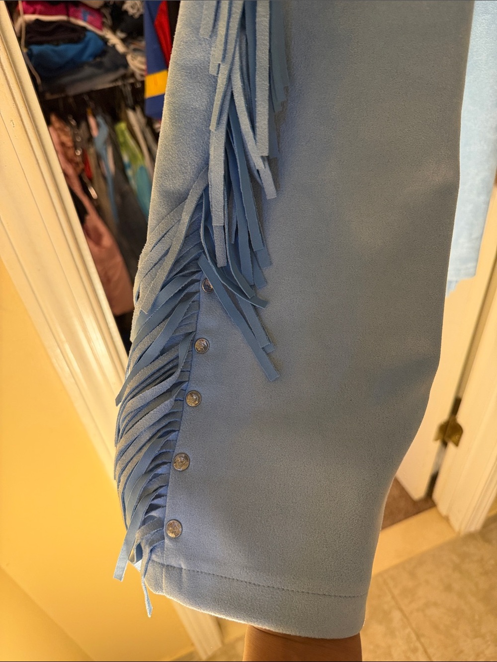 Forever 21 Light Blue Fringe Halter Crop Top & Flared Pants and shorts set - Picture 8 of 9